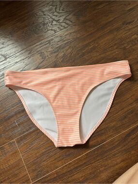 Aerie Women's Neon Orange Striped Bikini Bottom
